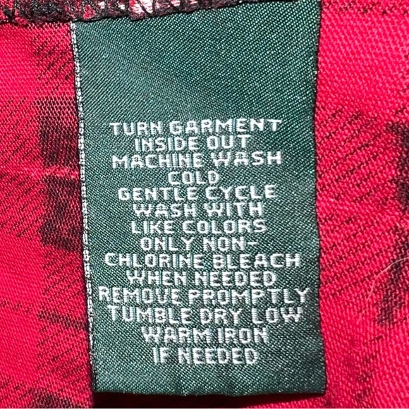 Lauren Ralph Lauren sz S red & black plaid ruffle front long sleeve knit blouse - Picture 12 of 12